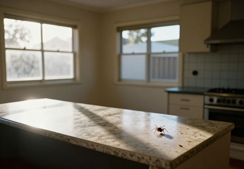 Spider nests in Emu Heights shed before treatment